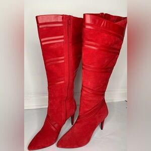 Gianni Bini Red Women's Knee-High Suede Boots